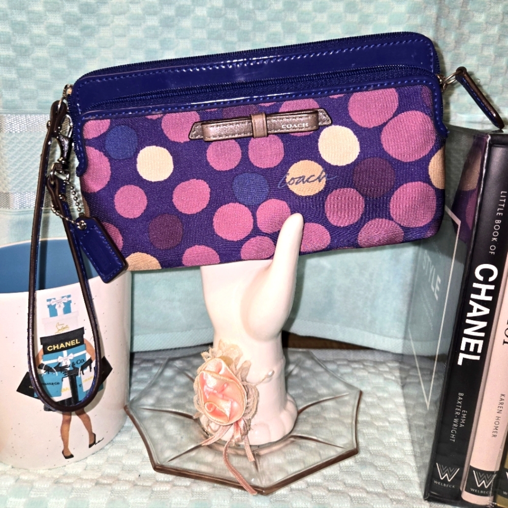 Coach Bow Polka Dot Wristlet